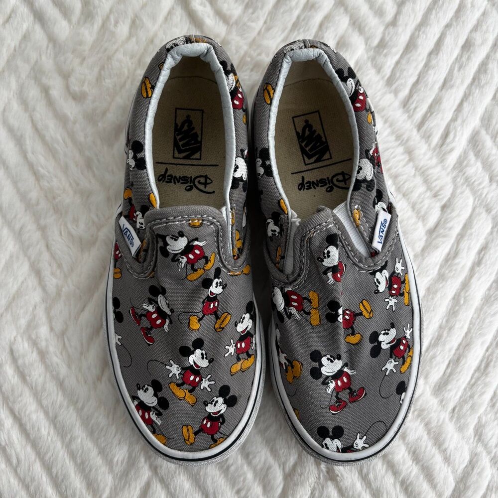 Vans Kids Gray Mickey Mouse Slip-On Sneakers - Picture 2 of 9